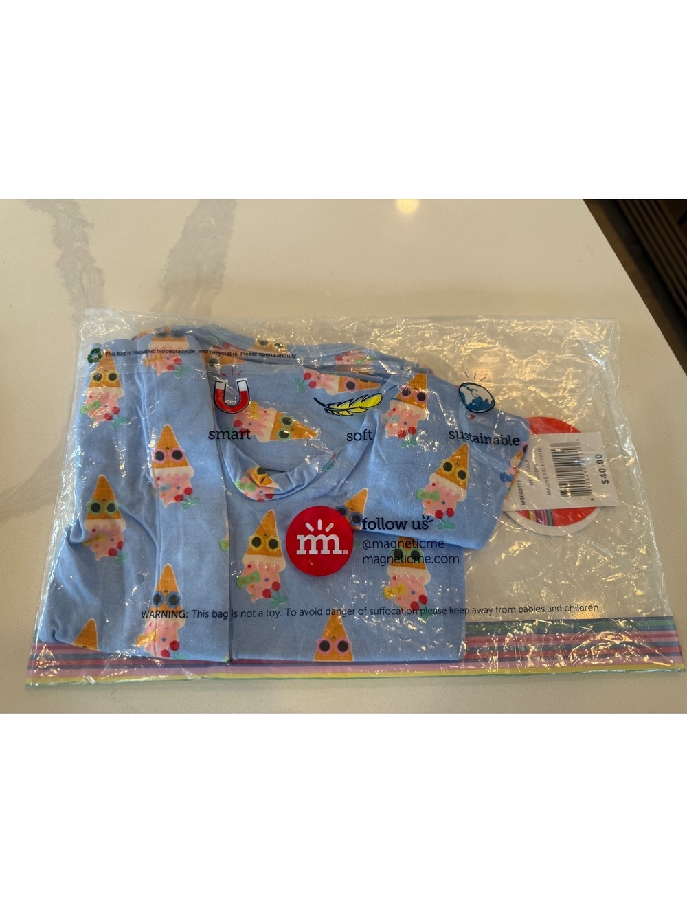 Magnetic Me Modal Footie Pajamas with Ice Cream Print - Size Newborn -Melt Gala